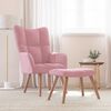vidaXL Relaxing Chair with a Stool Pink Velvet