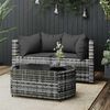 vidaXL 3 Piece Garden Lounge Set with Cushions Grey Poly Rattan