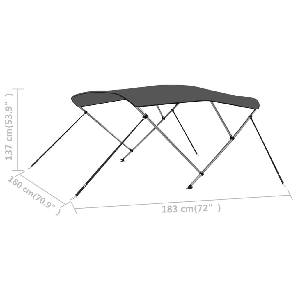 vidaXL 3 Bow Bimini Top Anthracite 183x180x137 cm