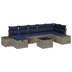 vidaXL Garden Sofa Set with Cushion 8 pcs Grey Poly rattan