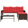 vidaXL Garden Sofa with Table and Cushions L-Shaped Brown Poly Rattan