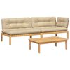 vidaXL 3 Piece Garden Pallet Sofa Set with Cushions Solid Wood Acacia