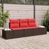 vidaXL Sofa Set with Cushion 3 pcs Brown Poly Rattan