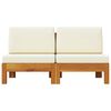 vidaXL Middle Sofas 2 pcs with Cream White Cushions Solid Acacia Wood