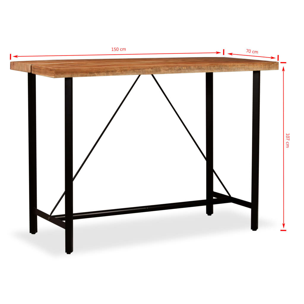 vidaXL Bar Table Solid Acacia Wood 150x70x107 cm
