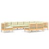 vidaXL 10 Piece Garden Lounge Set with Cream Cushions Solid Pinewood