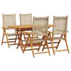 vidaXL Garden Dining Set 5 pcs Beige Solid acacia wood and poly rattan