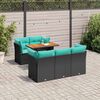 vidaXL 6 Piece Garden Sofa Set with Cushions Black Poly Rattan