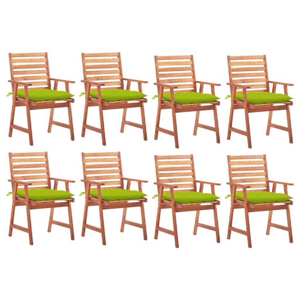 vidaXL Outdoor Dining Chairs 8 pcs with Cushions Solid Acacia Wood