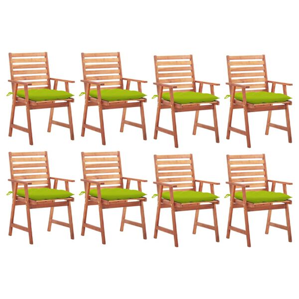 vidaXL Outdoor Dining Chairs 8 pcs with Cushions Solid Acacia Wood