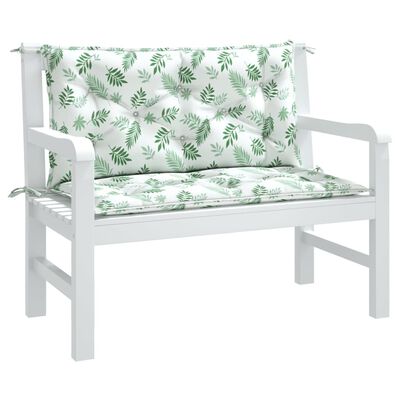 vidaXL Garden Bench Cushions 2pcs Leaf Pattern 100x50x7cm Fabric