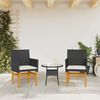 vidaXL Garden Chairs with Cushions 2 pcs Black Poly Rattan&Solid Wood