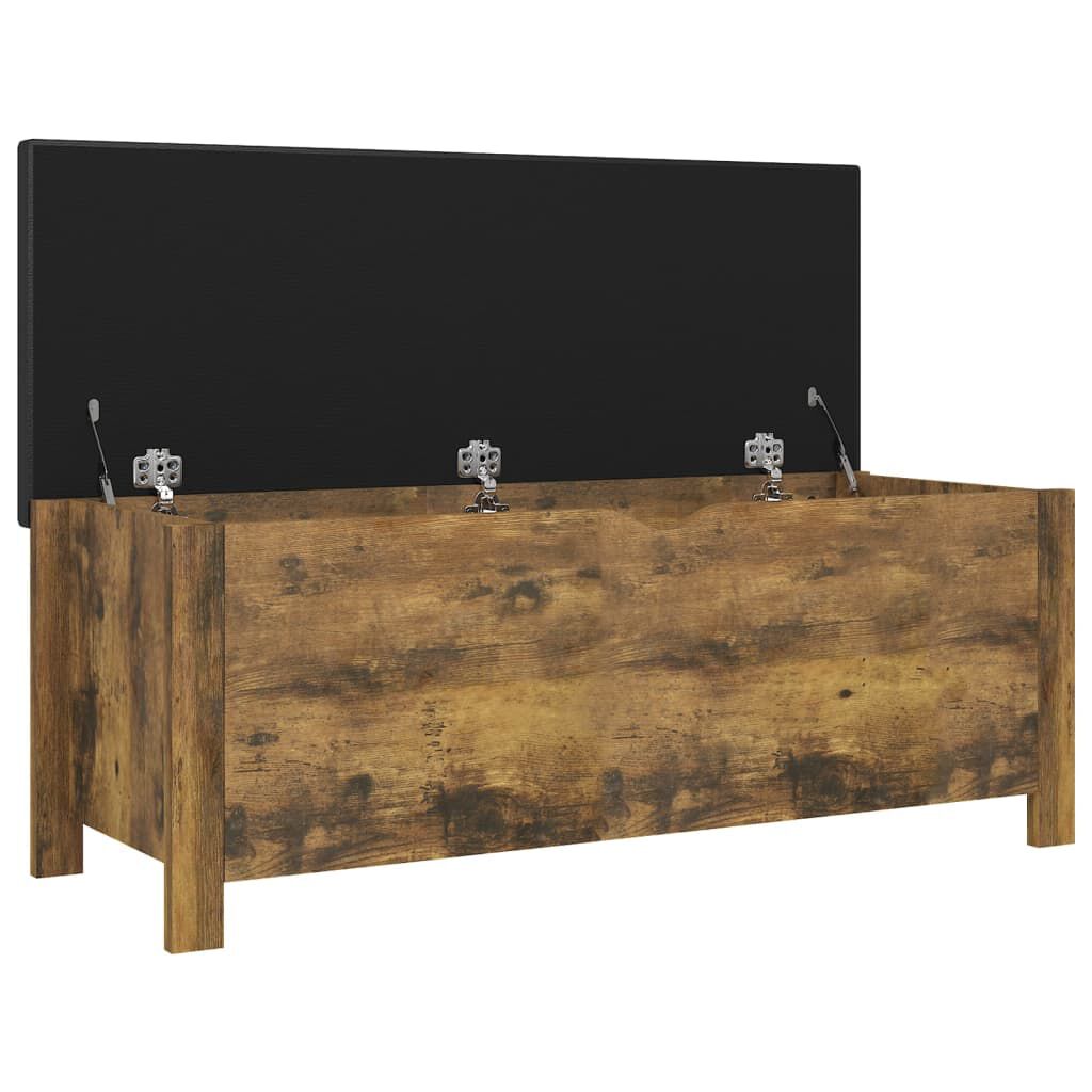 vidaXL Storage Box with Cushion Smoked Oak 105x40x45 cm