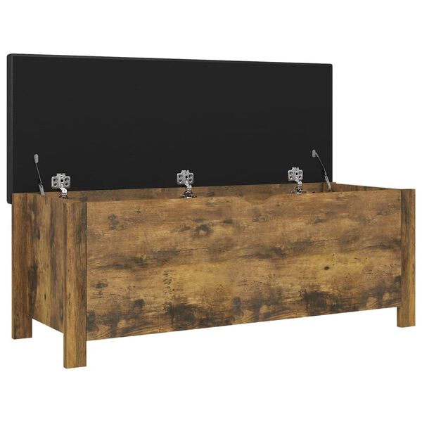 vidaXL Storage Box with Cushion Smoked Oak 105x40x45 cm
