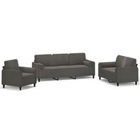 vidaXL 3 Piece Sofa Set with Throw Pillows&Cushions Dark Grey Velvet