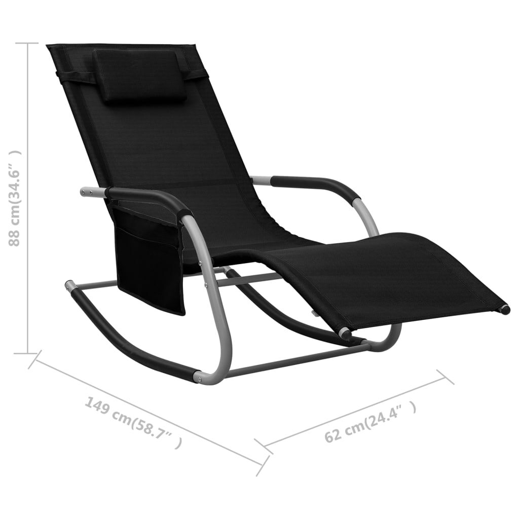 vidaXL Sun Loungers 2 pcs Textilene Black and Grey