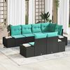 vidaXL Garden Sofa Set with Cushion 7 pcs Black Poly Rattan