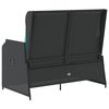 vidaXL Reclining Garden Bench with Cushions Black Poly Rattan