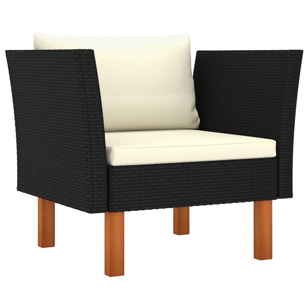 vidaXL 6 Piece Garden Lounge Set Poly Rattan and Eucalyptus Wood Black