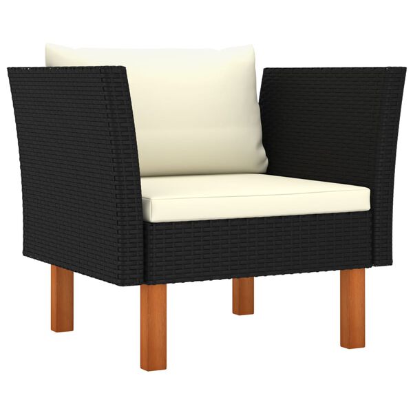 vidaXL 6 Piece Garden Lounge Set Poly Rattan and Eucalyptus Wood Black