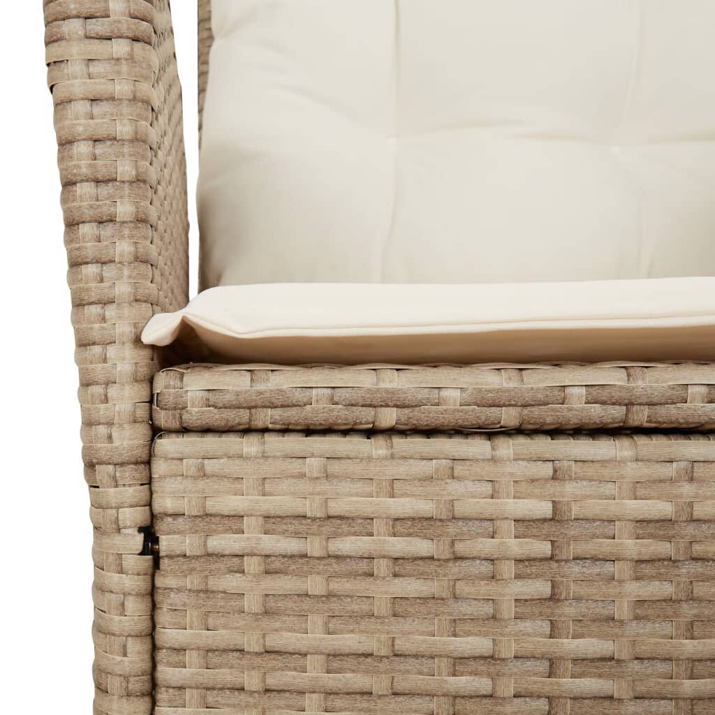 vidaXL 7 Piece Garden Dining Set with Cushions Beige Poly Rattan