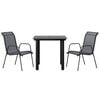 vidaXL 3 Piece Garden Dining Set Black Steel and Textilene