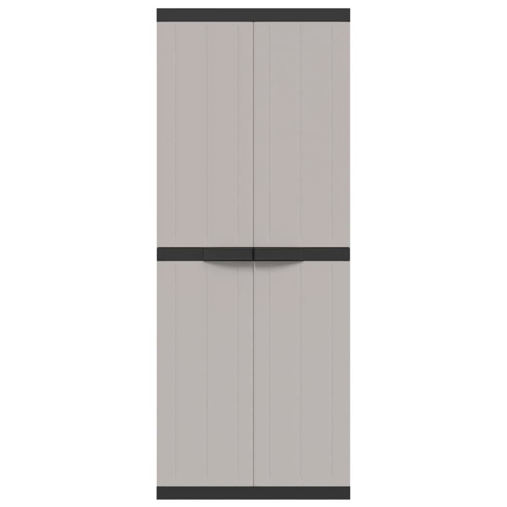 vidaXL Outdoor Storage Cabinet Grey and Black 65x37x165 cm PP