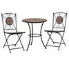 vidaXL 3 Piece Mosaic Bistro Set Ceramic Tile Orange/Grey