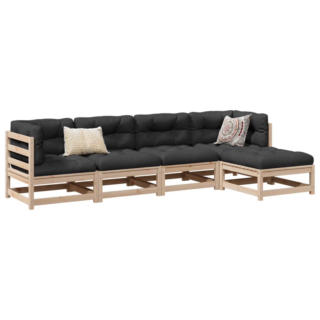vidaXL 5 Piece Garden Sofa Set with Cushions Solid Wood Pine