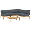 vidaXL Sofa Set with Cushion Plain 4 pcs Anthracite Solid Acacia Wood