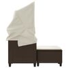 vidaXL Garden Sofa 2-Seater with Canopy and Stools Brown Poly Rattan