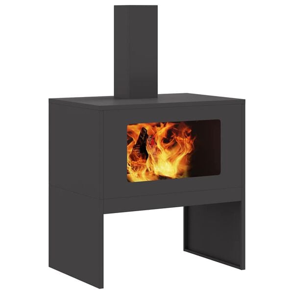vidaXL Fire Pit Black 60 x 40 x 96 cm Cold-rolled steel