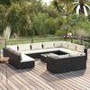 vidaXL 12 Piece Garden Lounge Set with Cushions Black Poly Rattan