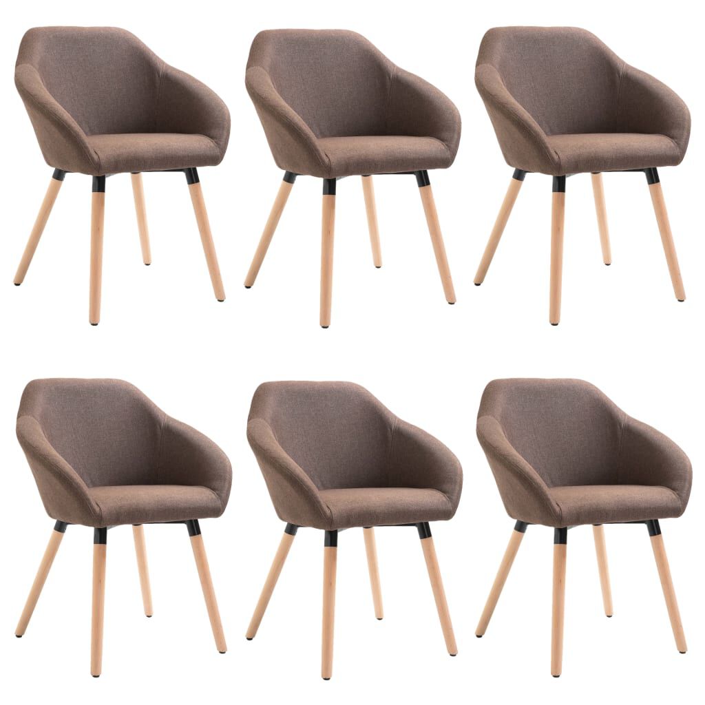 vidaXL Dining Chairs 6 pcs Brown Fabric