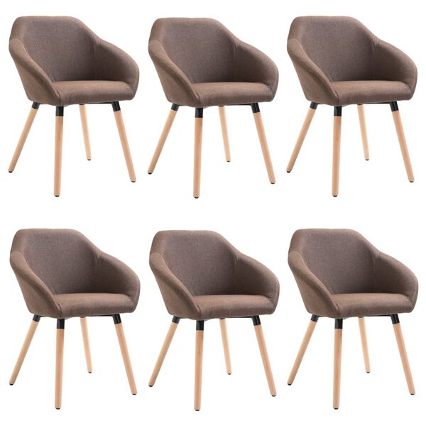 vidaXL Dining Chairs 6 pcs Brown Fabric