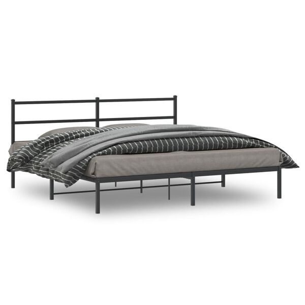 vidaXL Metal Bed Frame without Mattress with Headboard Black 193x203cm