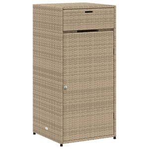 vidaXL Garden Storage Cabinet Beige 55x55x111 cm Poly Rattan