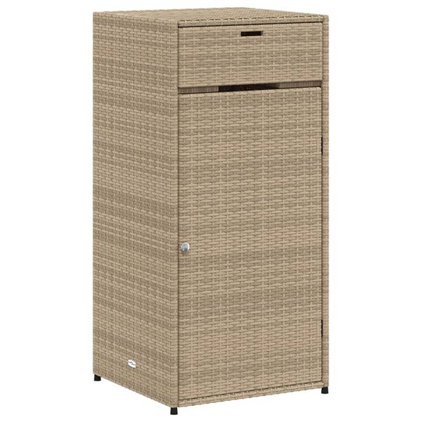 vidaXL Garden Storage Cabinet Beige 55x55x111 cm Poly Rattan