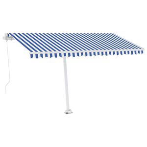 vidaXL Freestanding Manual Retractable Awning 400x300 cm Blue/White