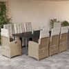 vidaXL 9 Piece Garden Dining Set with Cushions Beige Poly Rattan