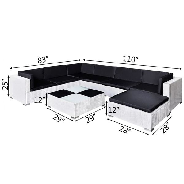 vidaXL 8 Piece Garden Lounge Set with Cushions Poly Rattan White