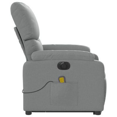 vidaXL Electric Stand up Massage Recliner Chair Light Grey Fabric