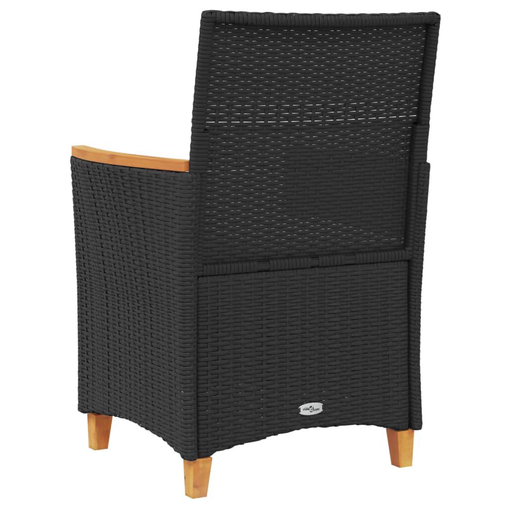 vidaXL Garden Chairs with Cushions 2 pcs Black Poly Rattan&Solid Wood