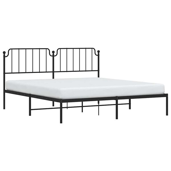 vidaXL Metal Bed Frame without Mattress with Headboard Black 183x213cm