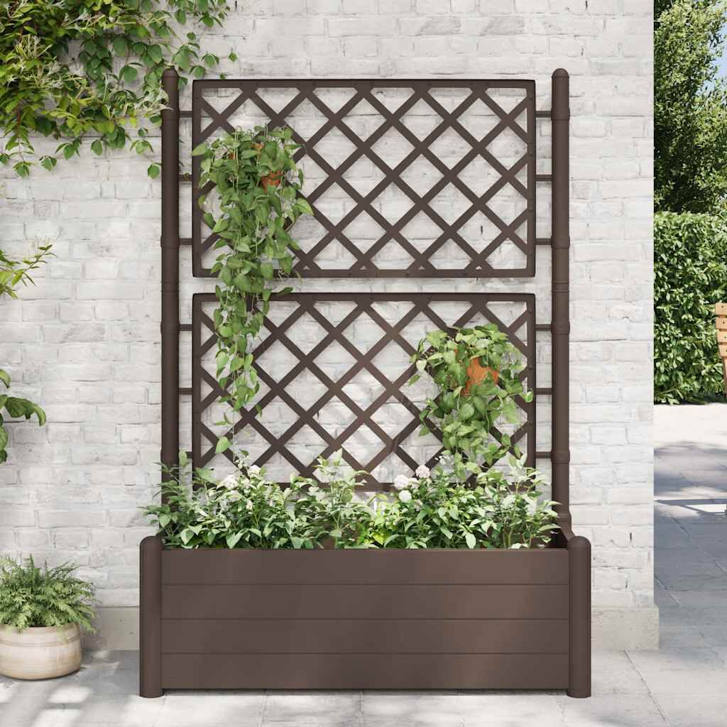 vidaXL Garden Planter with Trellis 100x43x142 cm PP Mocha