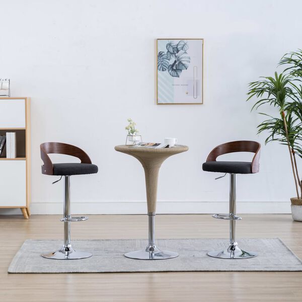vidaXL Bar Stools 2 pcs Dark Grey Fabric and Bentwood