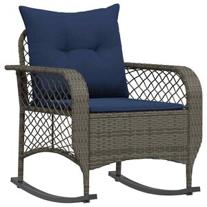 vidaXL Garden Rocking Chair with Cushions Grey Poly Rattan