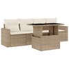 vidaXL 5 Piece Garden Sofa Set with Cushions Beige Poly Rattan