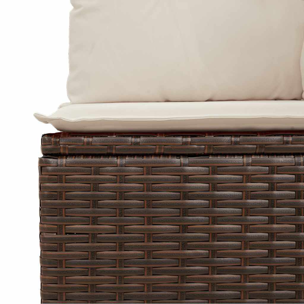 vidaXL Garden Sofa Armless with Cushions Brown Poly Rattan