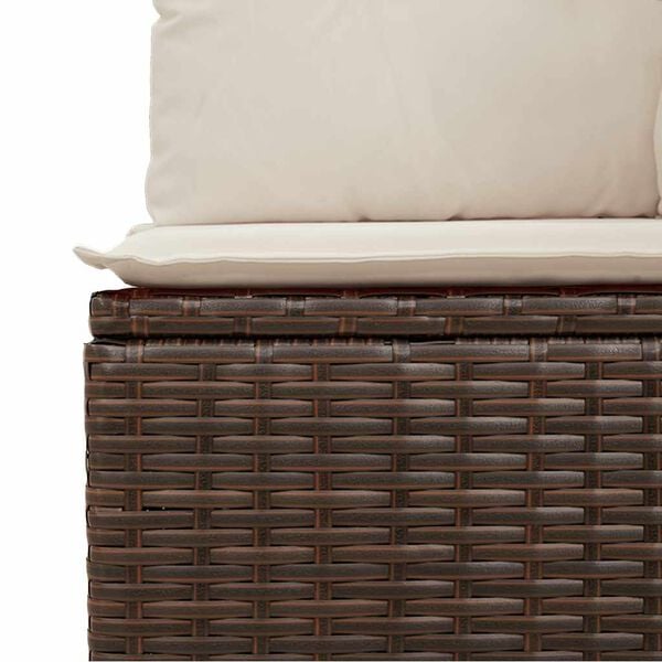 vidaXL Garden Sofa Armless with Cushions Brown Poly Rattan
